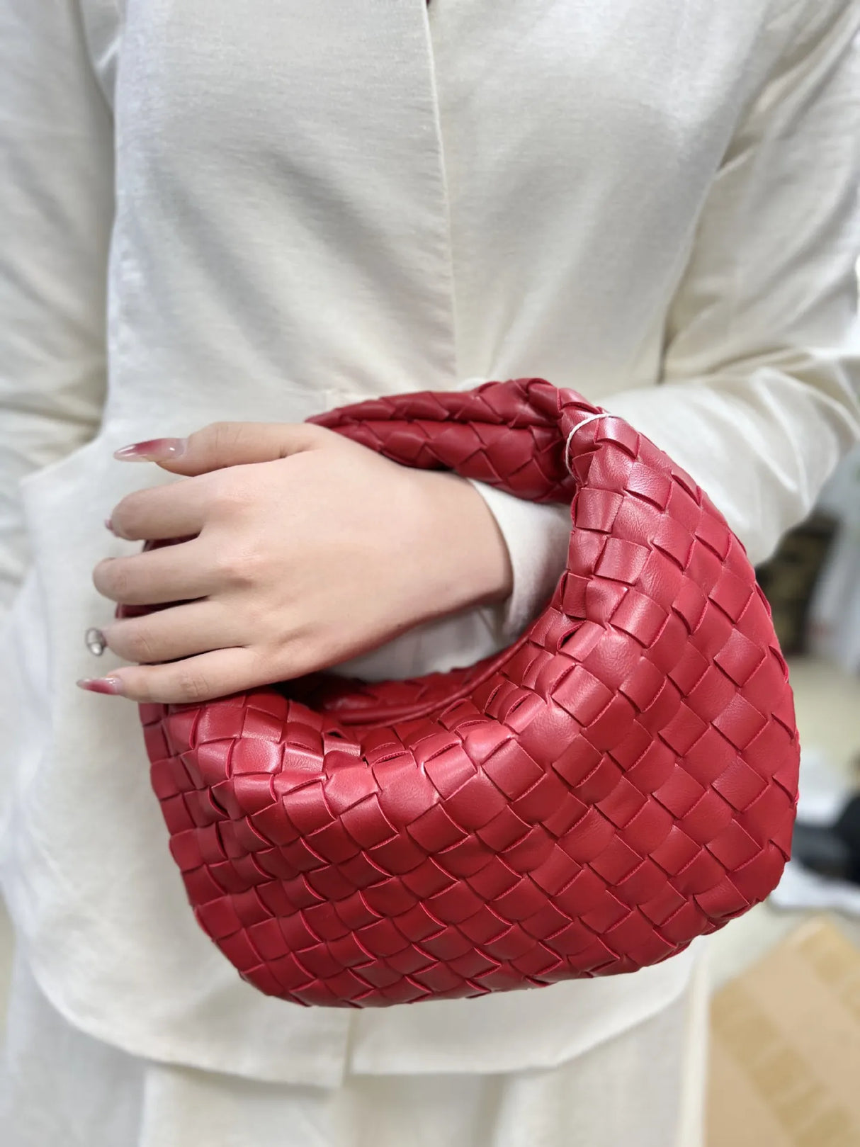 Women's Handbag Braided Design One Size Polyurethane