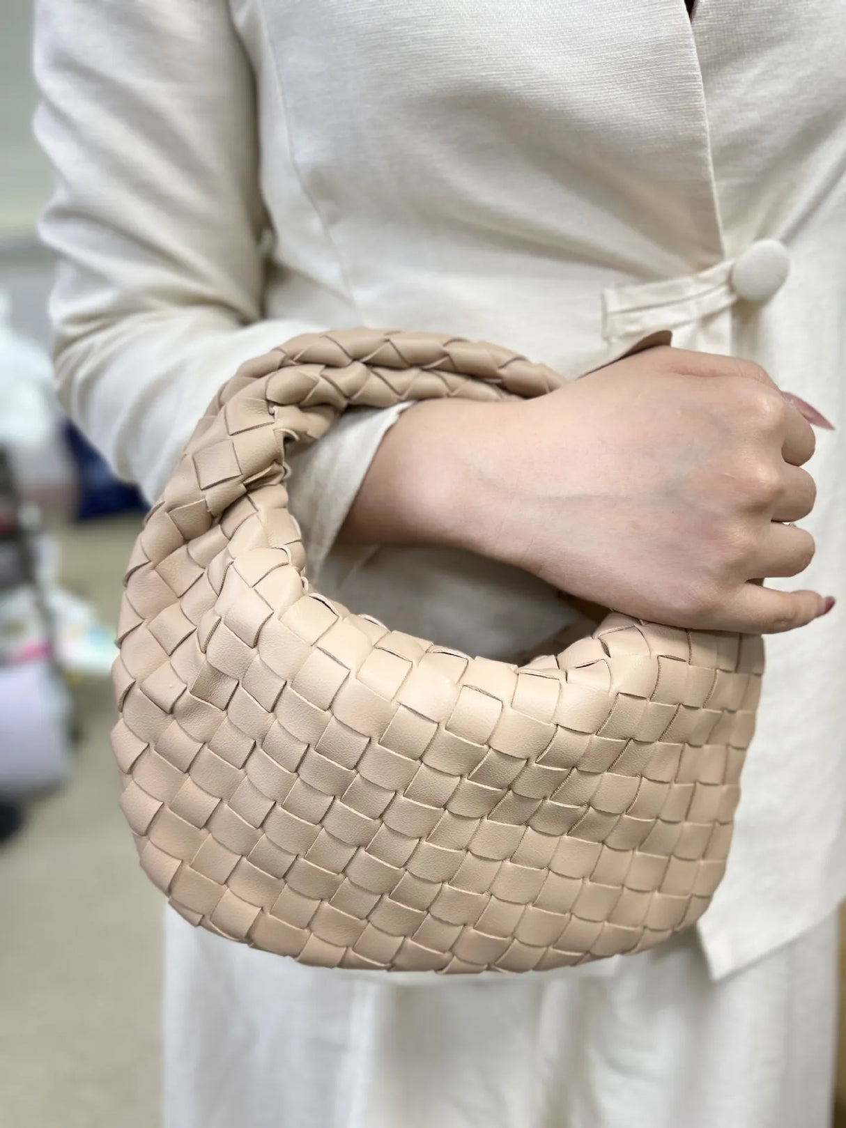 Women's Handbag Braided Design One Size Polyurethane