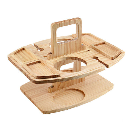 Compact Wood Picnic Table with Wine Holders