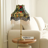 VintageBloom - Tafel Lamp in Franse Bloemmotief met Franje