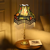 VintageBloom - Tafel Lamp in Franse Bloemmotief met Franje