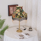 VintageBloom - Tafel Lamp in Franse Bloemmotief met Franje