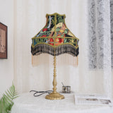 VintageBloom - Tafel Lamp in Franse Bloemmotief met Franje