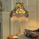 VintageBloom - Tafel Lamp in Franse Bloemmotief met Franje