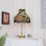 VintageBloom - Tafel Lamp in Franse Bloemmotief met Franje