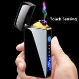 Rechargeable USB Plasma Lighter with Windproof Double Arch Flame – Stylish Metal Design for Indoor and Outdoor Use