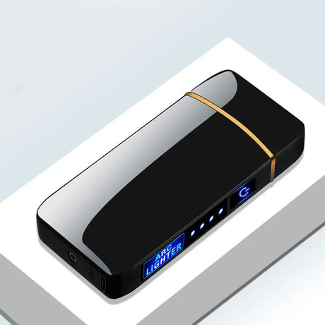 Rechargeable USB Plasma Lighter with Windproof Double Arch Flame – Stylish Metal Design for Indoor and Outdoor Use