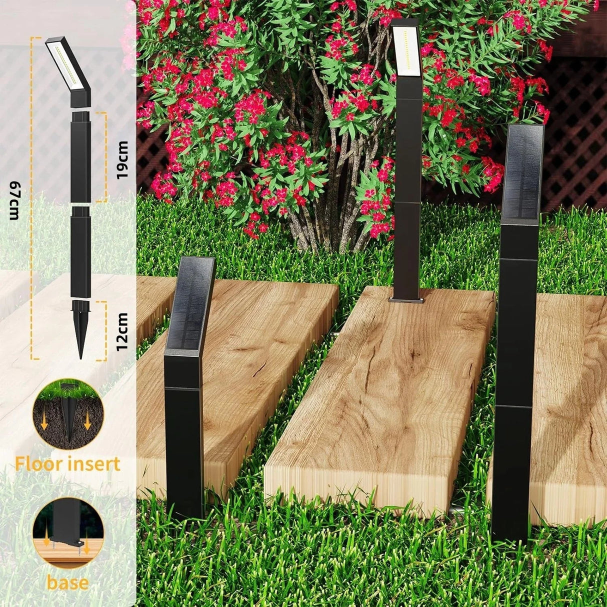 Solar Pathway Lights - 3-in-1 Adjustable Solar Garden Lights, IP65 Waterproof Outdoor Landscape Lighting