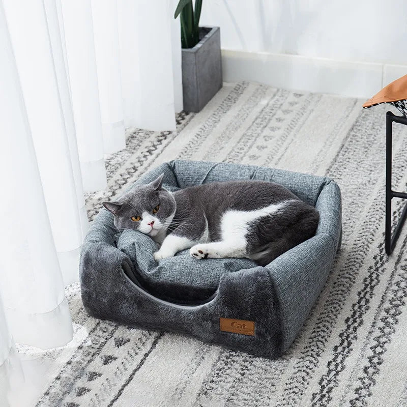 Triangelnest - Luxurious Velvet Cat House Indoor for Ultimate Comfort