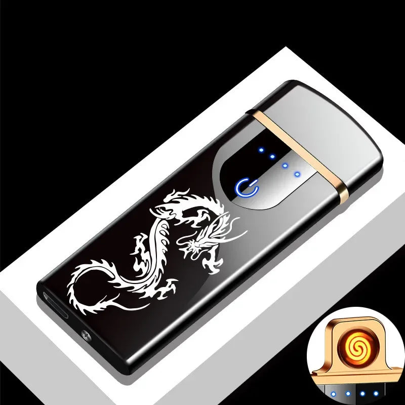 Rechargeable USB Plasma Lighter with Windproof Double Arch Flame – Stylish Metal Design for Indoor and Outdoor Use