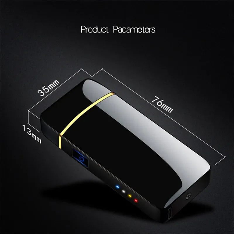 Rechargeable USB Plasma Lighter with Windproof Double Arch Flame – Stylish Metal Design for Indoor and Outdoor Use
