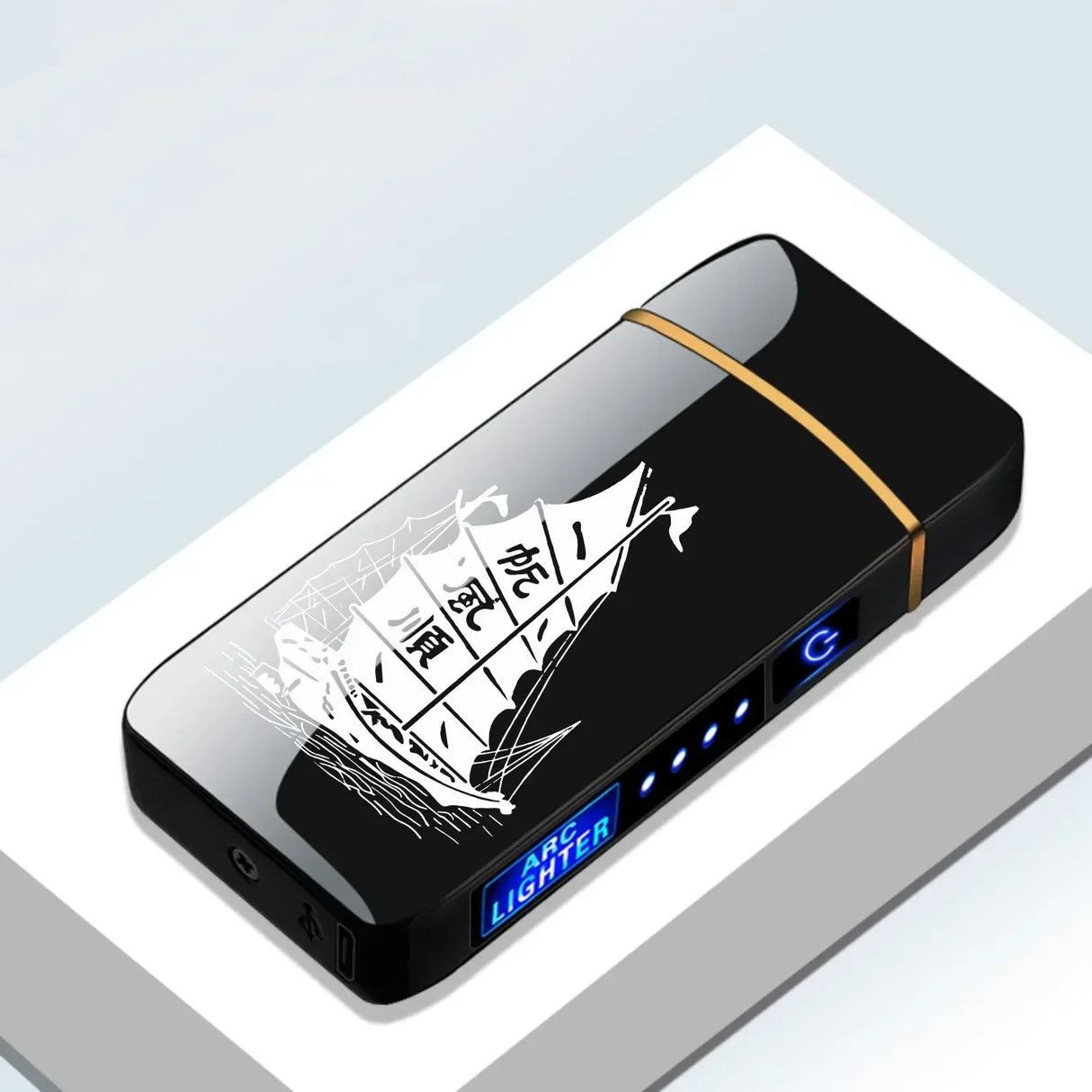 Rechargeable USB Plasma Lighter with Windproof Double Arch Flame – Stylish Metal Design for Indoor and Outdoor Use