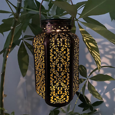 Vintage Iron Outdoor Solar Lantern - Decorative Garden Lantern Lights