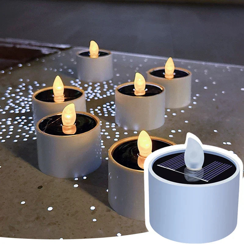 Solarglow - 6-Piece Flameless Solar Flickering LED Candles for Outdoor Ambiance