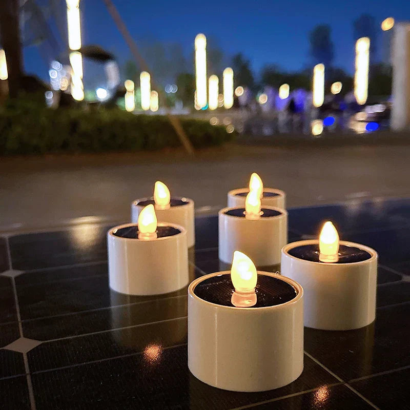 Solarglow - 6-Piece Flameless Solar Flickering LED Candles for Outdoor Ambiance