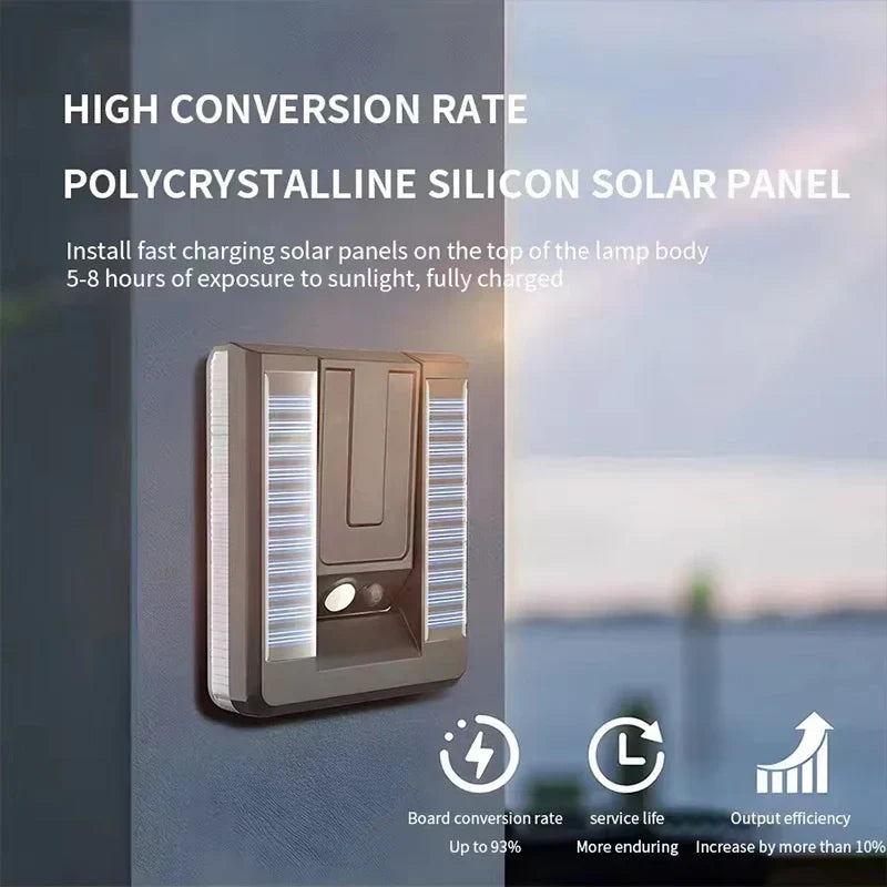 Solar Wall Lights Outdoor - Motion Sensor LED Light, Waterproof & Adjustable 120°