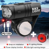 USB Rechargeable LED Bicycle Light Set – Waterproof Bike Headlight and Rear Light with Multiple Modes for Safety and Visibility