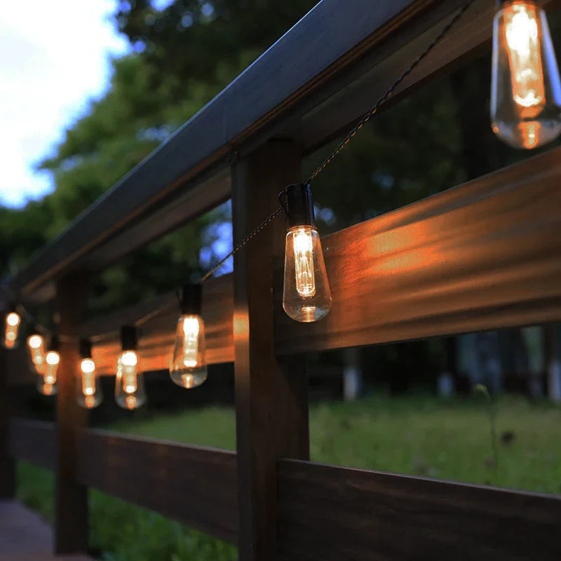 Solar String Lights - Waterproof Retro Edison Bulbs for Outdoor Party Decor