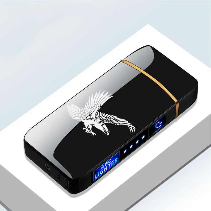 Rechargeable USB Plasma Lighter with Windproof Double Arch Flame – Stylish Metal Design for Indoor and Outdoor Use