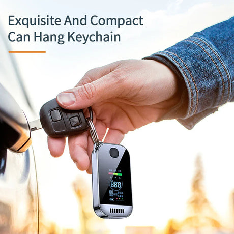 Compact Digital Alcohol Breathalyzer Key Ring with LCD Screen – USB Rechargeable Alcohol Tester for Accurate Measurements