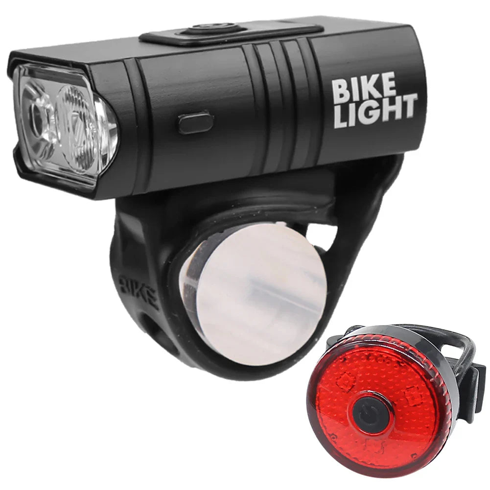 USB Rechargeable LED Bicycle Light Set – Waterproof Bike Headlight and Rear Light with Multiple Modes for Safety and Visibility