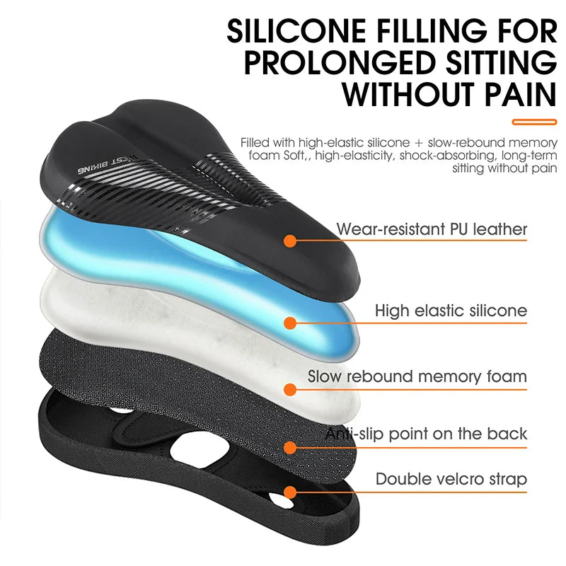 Wear-Resistant Bicycle Saddle Cover with Shock Absorption and Waterproof Design – Soft Bike Seat Cushion for Comfort