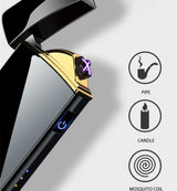 Rechargeable USB Plasma Lighter with Windproof Double Arch Flame – Stylish Metal Design for Indoor and Outdoor Use