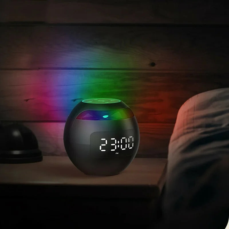 Multifunctional Bluetooth Alarm Clock Speaker with LED Display and Colorful Night Light – 2200mAh Battery