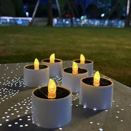Solarglow - 6-Piece Flameless Solar Flickering LED Candles for Outdoor Ambiance