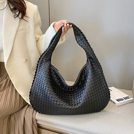 Women's Woven Handbag Black One Size Durable