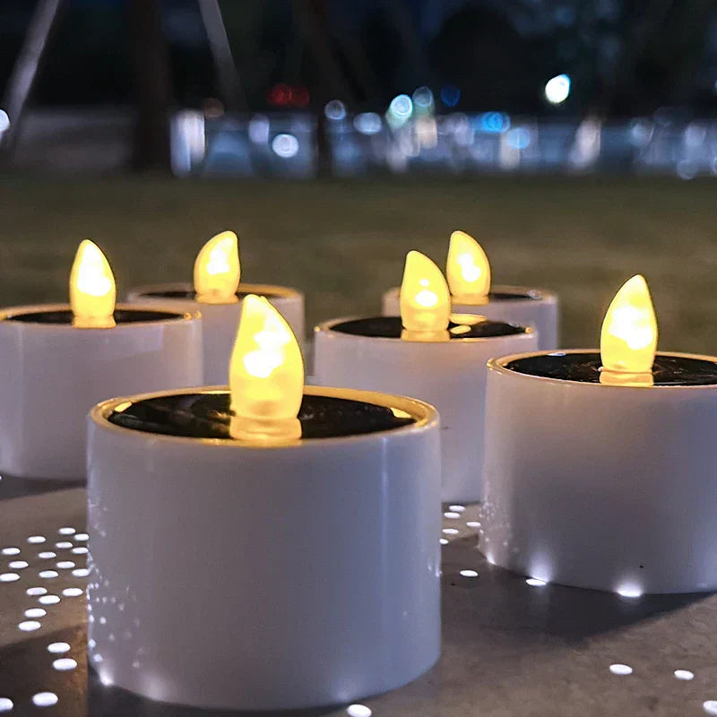 Solarglow - 6-Piece Flameless Solar Flickering LED Candles for Outdoor Ambiance