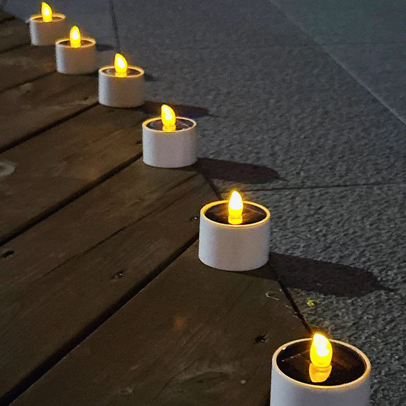 Solarglow - 6-Piece Flameless Solar Flickering LED Candles for Outdoor Ambiance