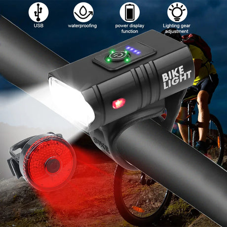 USB Rechargeable LED Bicycle Light Set – Waterproof Bike Headlight and Rear Light with Multiple Modes for Safety and Visibility