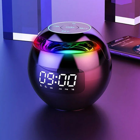 Multifunctional Bluetooth Alarm Clock Speaker with LED Display and Colorful Night Light – 2200mAh Battery