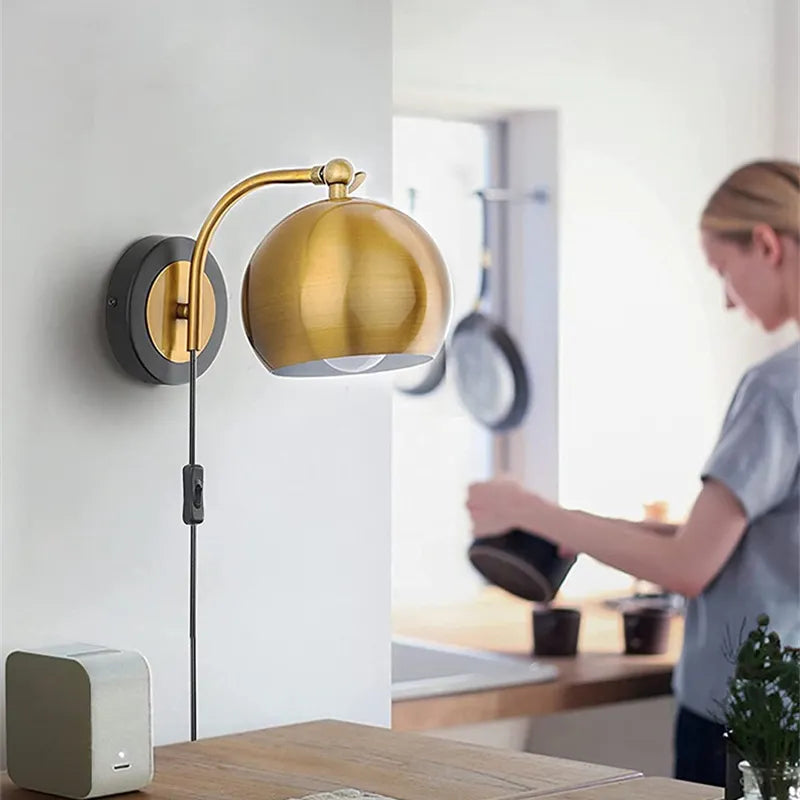 AntiqueAura – Classic Vintage Wall Lamp with Plug for Elegant Spaces
