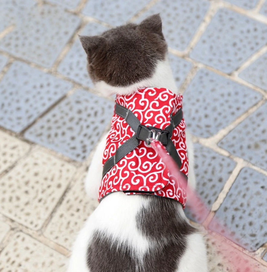 Stylish Cat Harness with Matching Leash - Comfortable and Easy to Wear, Adjustable Fit for Cats and Kittens