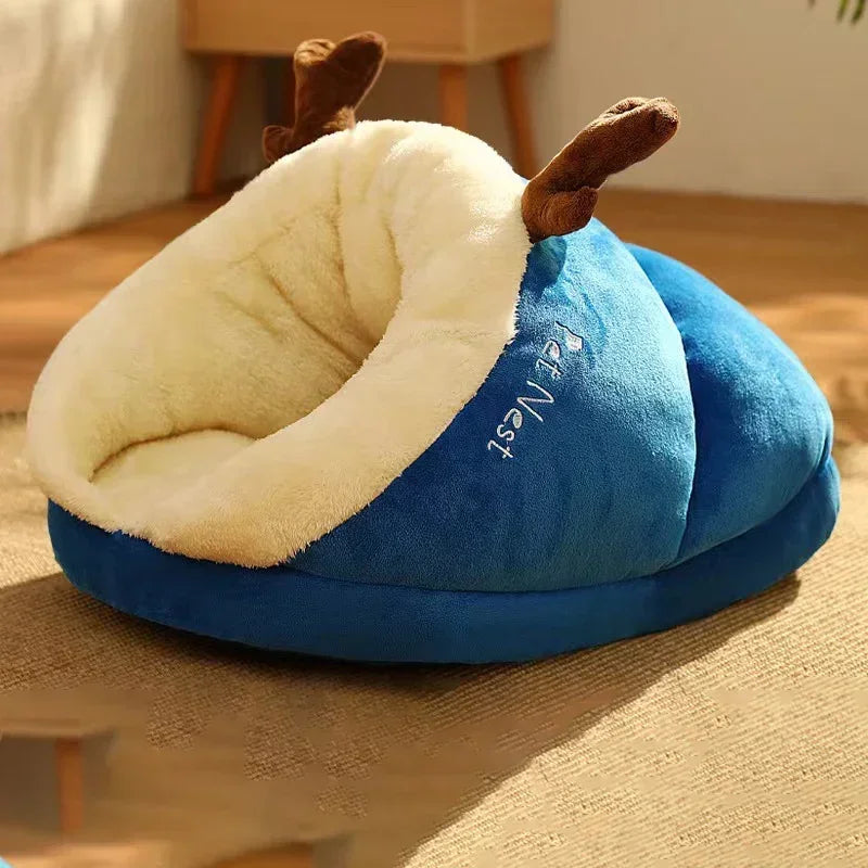 Slippernest - Foldable Dog Bed in Coral Fleece for Winter Comfort