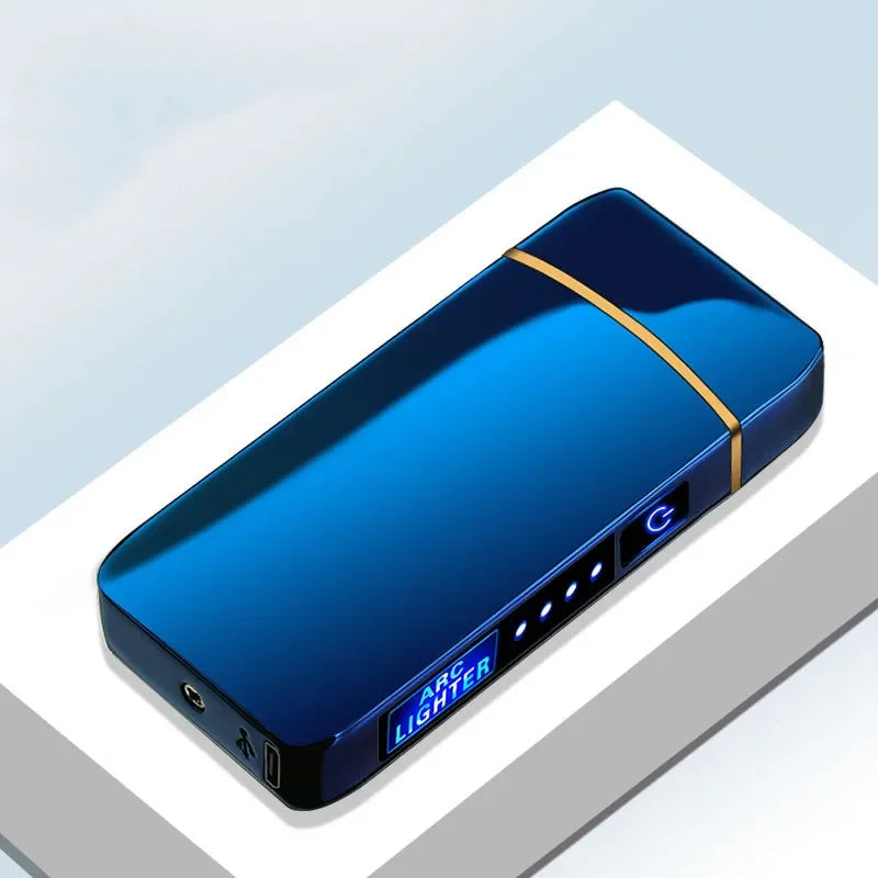 Rechargeable USB Plasma Lighter with Windproof Double Arch Flame – Stylish Metal Design for Indoor and Outdoor Use
