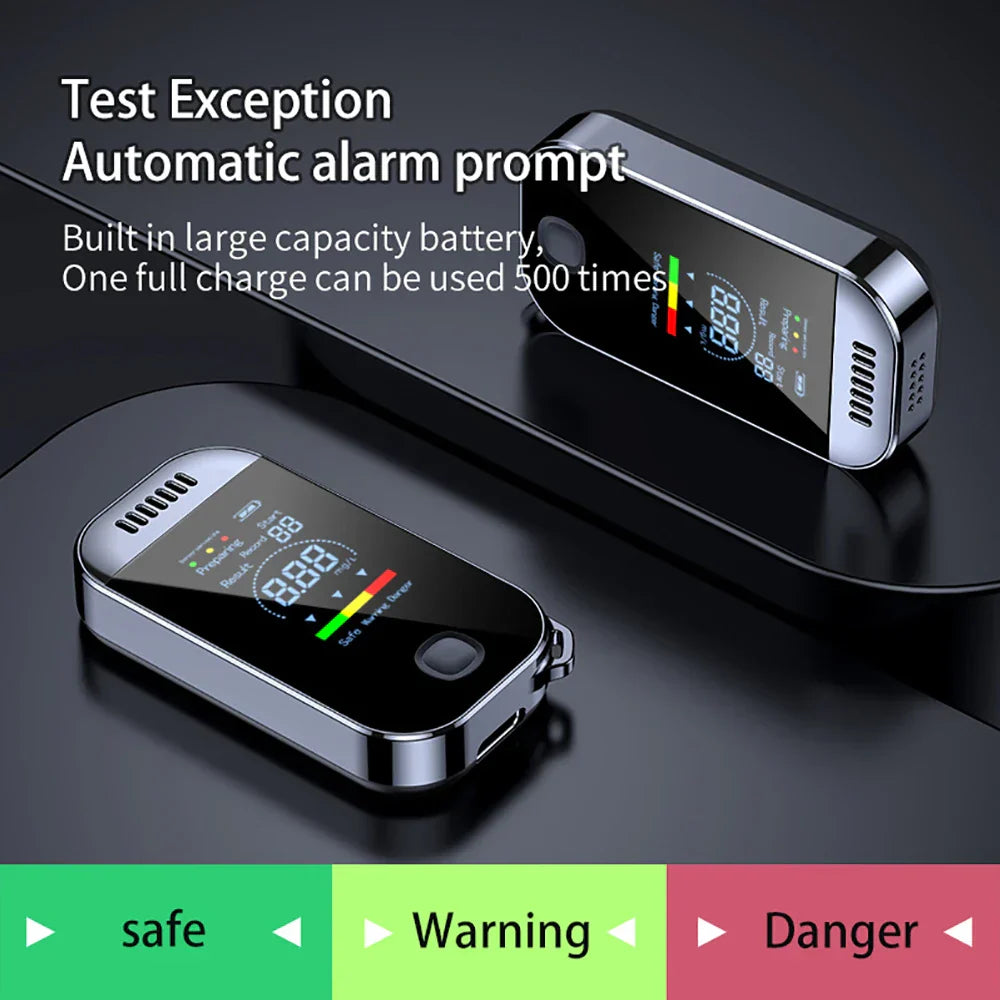 Compact Digital Alcohol Breathalyzer Key Ring with LCD Screen – USB Rechargeable Alcohol Tester for Accurate Measurements