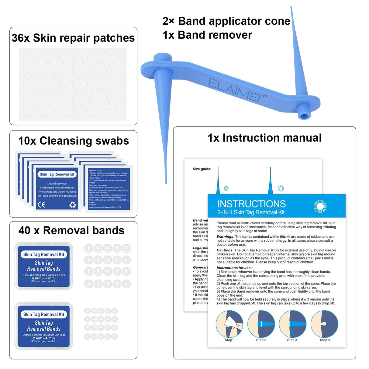 Skin Tag Removal Kit - 2-in-1 Silicone Band Ligation System for Safe Home Use