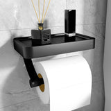 Wall-Mounted Toilet Paper Holder with Black Shelf