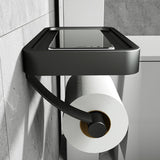 Wall-Mounted Toilet Paper Holder with Black Shelf