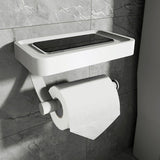 Wall-Mounted Toilet Paper Holder with Black Shelf