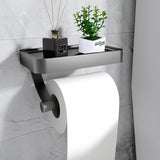 Wall-Mounted Toilet Paper Holder with Black Shelf