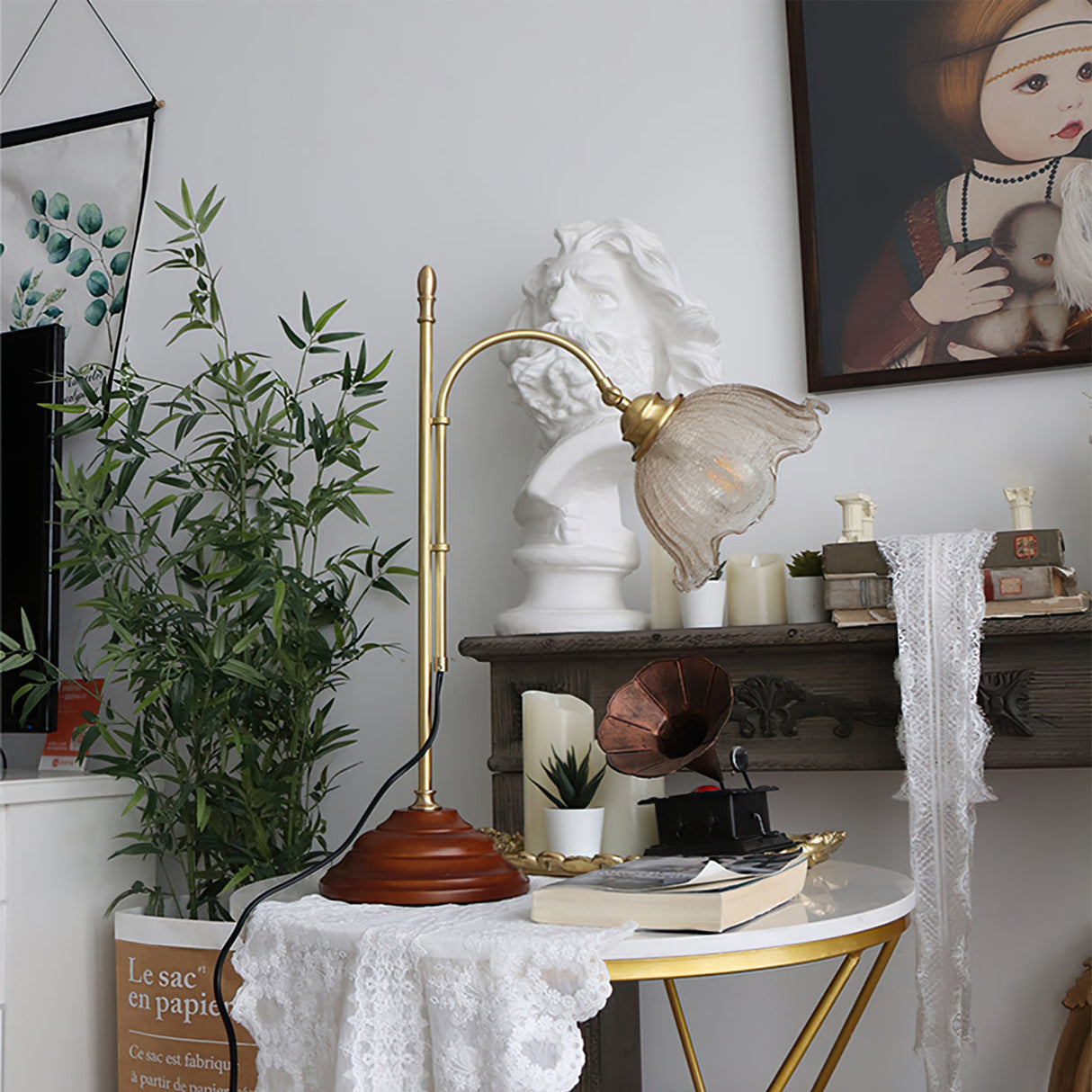 AgedRadiance - Lamp with Textured Patina Look and Soft Glow