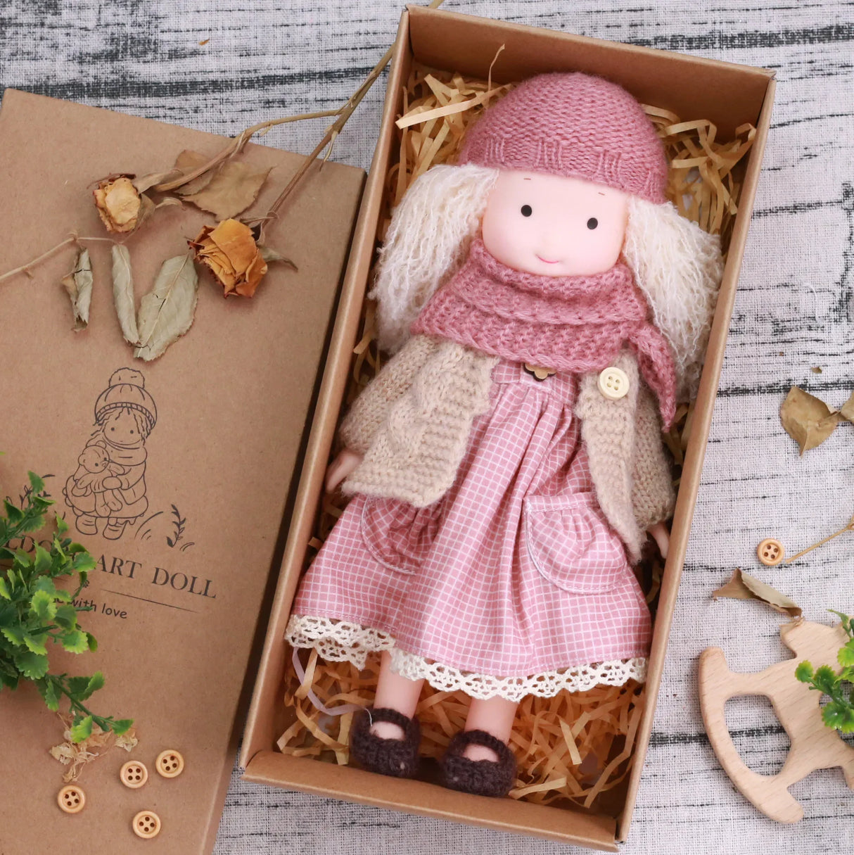 Sophie | Waldorf Vinyl Dress-Up Doll – Handmade Plush Toy with Scarf & Outfits | Cute & Fun | For Girls’ Birthday & Imaginative Play