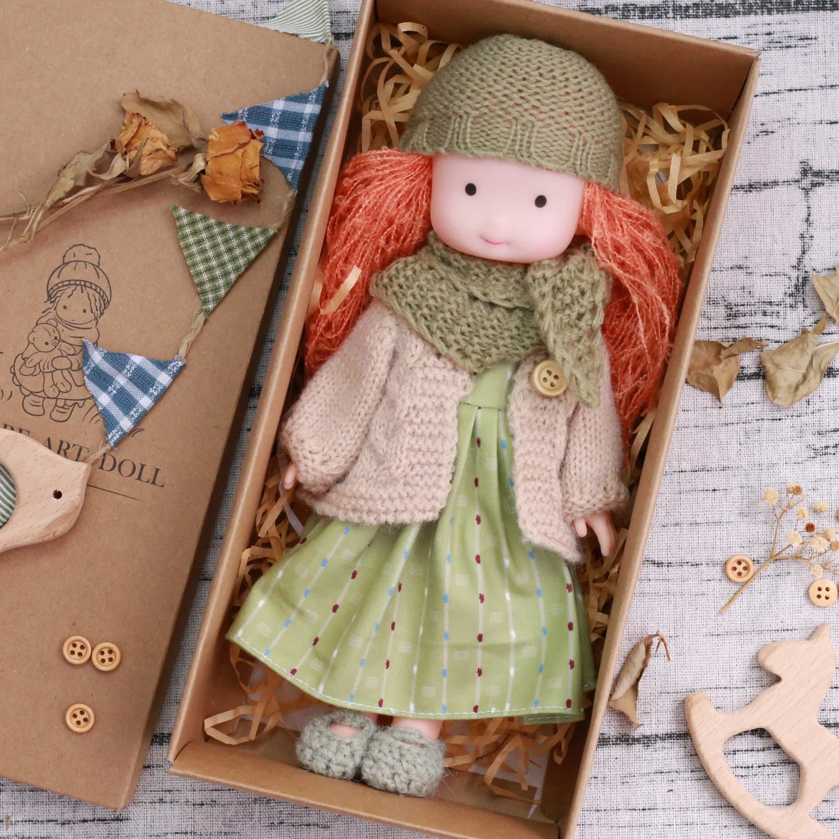 Sophie | Waldorf Vinyl Dress-Up Doll – Handmade Plush Toy with Scarf & Outfits | Cute & Fun | For Girls’ Birthday & Imaginative Play
