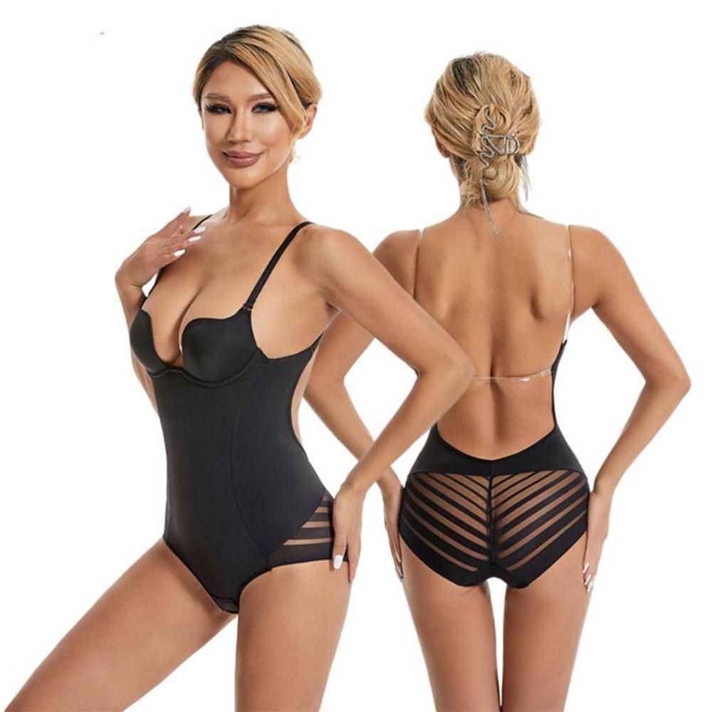 Women's Backless Shapewear Bodysuit with Built-in Underwire Bra & Open-Crotch Design