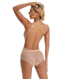 Women's Backless Shapewear Bodysuit with Built-in Underwire Bra & Open-Crotch Design