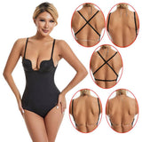 Women's Backless Shapewear Bodysuit with Built-in Underwire Bra & Open-Crotch Design